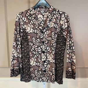 Habitat Rustling Leaves Medium Princess Seamed Button Down Shirt Brown Floral